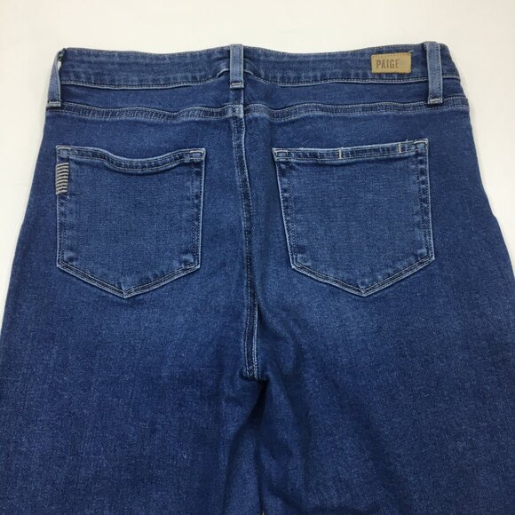 PAIGE Denim 5 Pocket Tawnie Destructed Wash Hoxton Ankle Raw Edge Hem Jeans - Picture 10 of 13